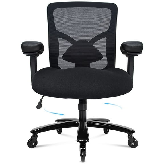 Big and Tall Office Chair with Lumbar Support and 4D Arms, Heavy Duty Ergonomic Desk Chair 500lbs, Swivel Rolling Executive Chair for Home Office