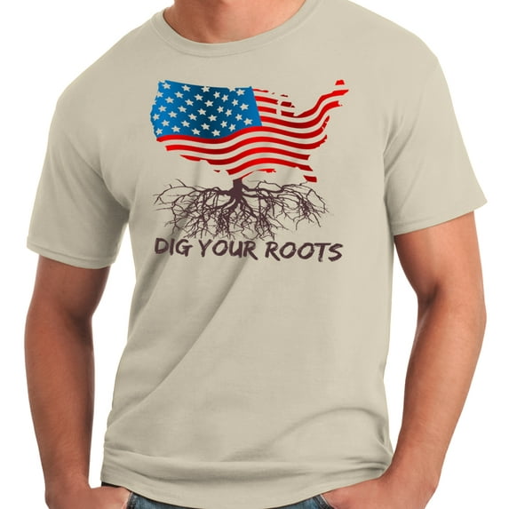 Big and Tall Patriotic Dig Your Roots Map of America with Flag Inside