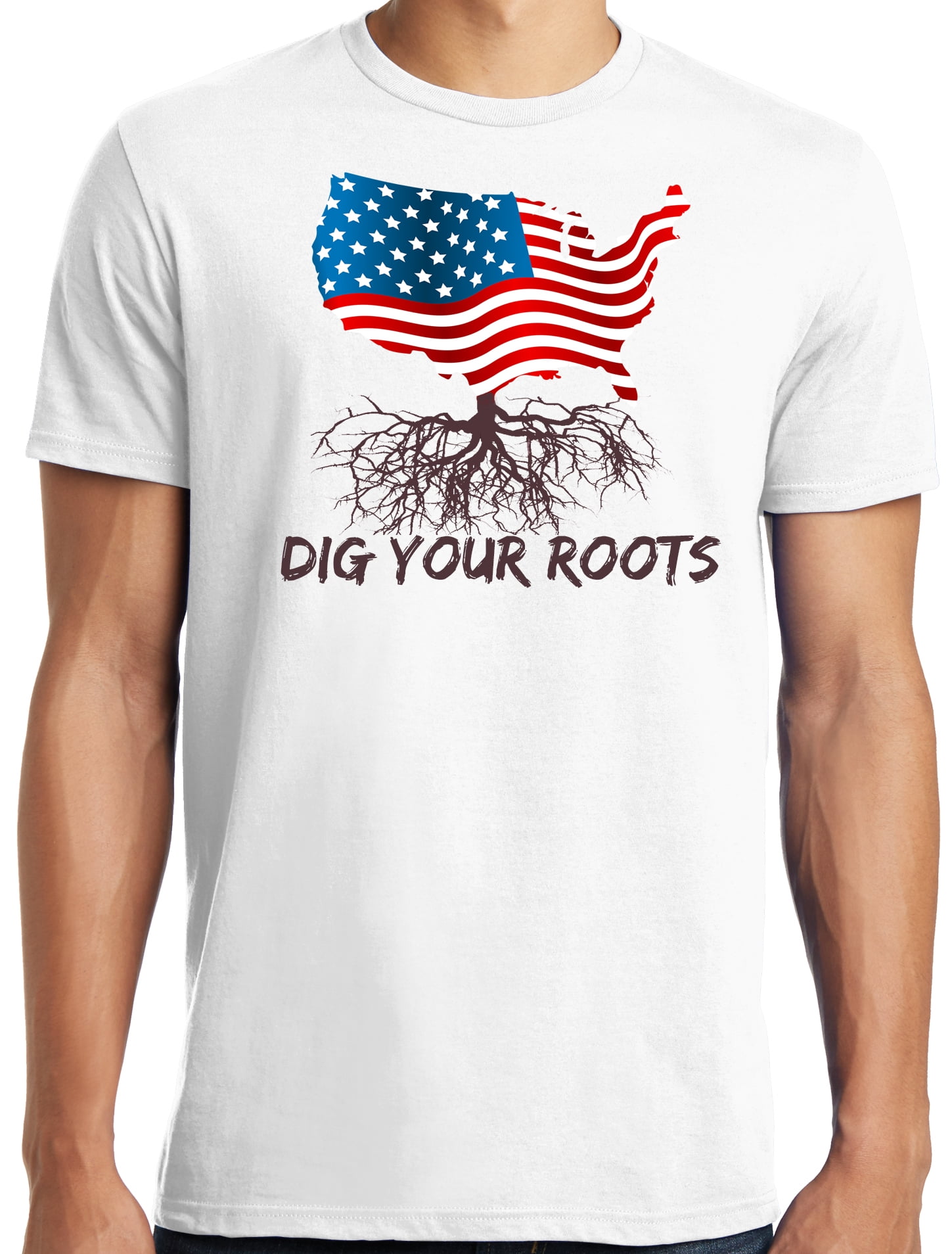 Big and Tall Patriotic Dig Your Roots Map of America with Flag Inside ...