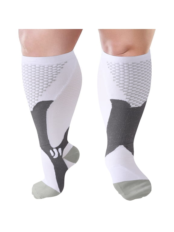 Big and Tall Plus Size Compression Socks for Women Men Wide Calf 15-30mmhg Extra Large Knee High Support for Sports Nurses Circulation 2XL-7XL