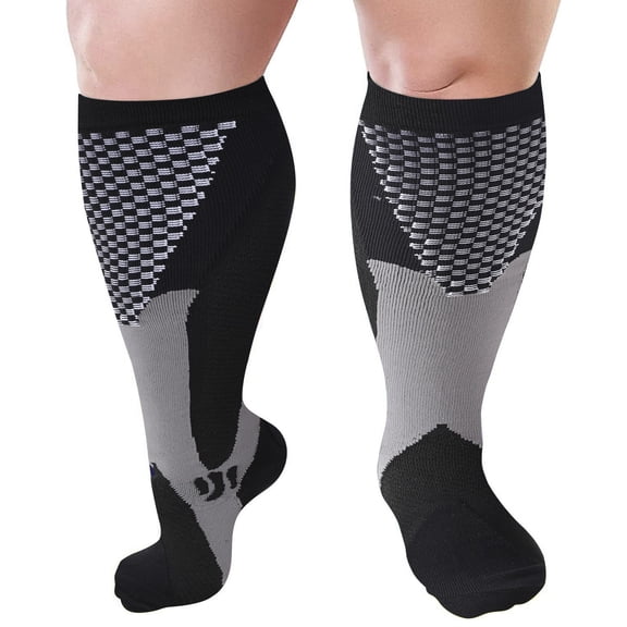Big and Tall Plus Size Compression Socks for Women Men Wide Calf 15-30mmhg Extra Large Knee High Support for Sports Nurses Circulation 2XL-7XL
