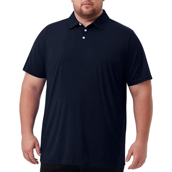 Big and Tall Polo Shirts for Men Button Collar Summer Plus Size Shirts Business Casual Short Sleeve Oversized Tshirts Navy XL