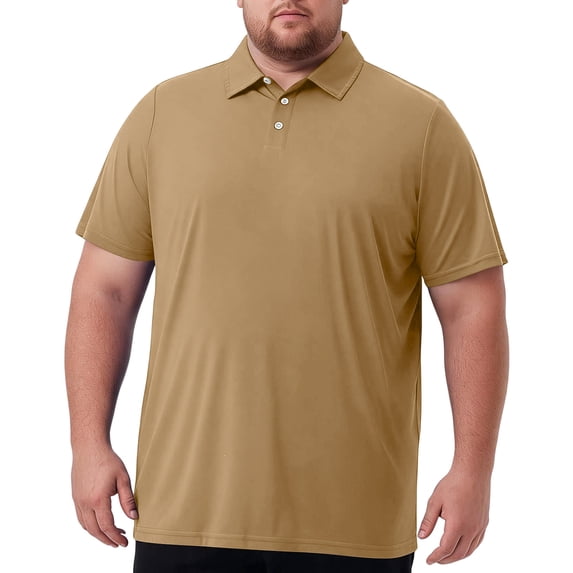 Big and Tall Polo Shirts for Men – Casual Short Sleeve Polo Stretch Jersey with Tonal Buttons – Sizes XLT-8XLT Camel XL