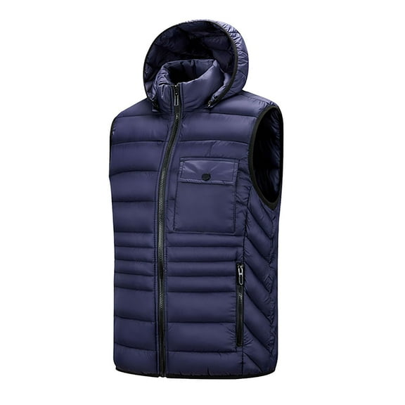 Big and Tall Puffer Jacket Men with Hood,Sleeveless Quilted Vest,Zip Up Warm Cozy Fall Winter Outerwear with Pockets