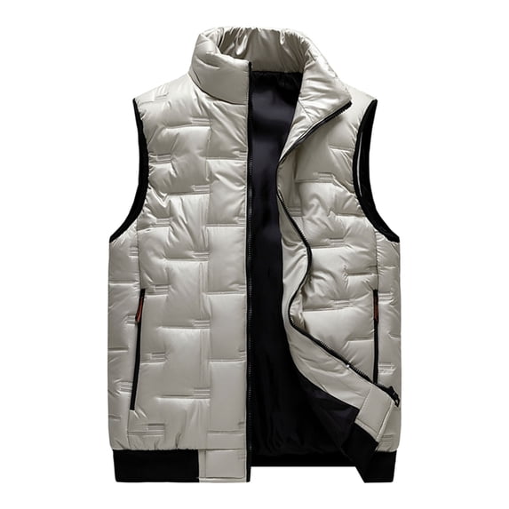 Big and Tall Puffer Vest for Men M-8XL Plus Size Sleeveless Stand Collar Jackets Casual Thermal Warm Work Outerwear Vests Coats with Pockets