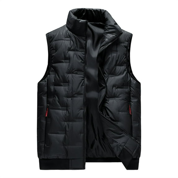 Big and Tall Puffer Vest for Men M-8XL Plus Size Sleeveless Stand Collar Jackets Casual Thermal Warm Work Outerwear Vests Coats with Pockets