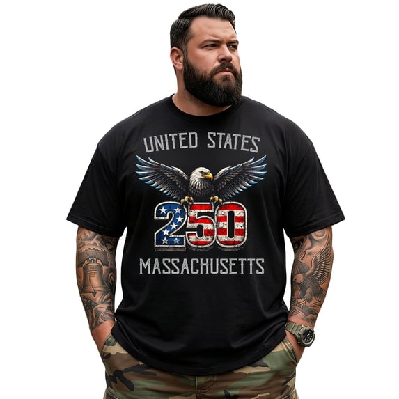 Big and Tall Shirt for Men America 250 Patriotic USA Flag 1776 2026 Graphic Cotton Tee 8XLT T0 5L0R W26
