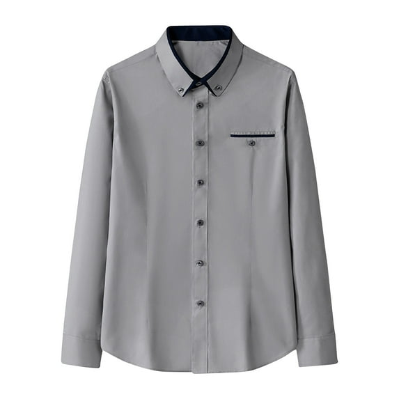 Big and Tall Shirts for Men M-5X Plus Size Long Sleeve Button Down Collared T Shirt Casual Relaxed Color Block Basic Business Work Tops