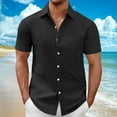 thumbnail image 1 of Big and Tall Shirts for Men S-5X Plus Size Short Sleeve Button-Down Tshirts Shirt Mens Casual Solid Lightweight Collared Beach Tees Tops, 1 of 6