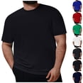 thumbnail image 1 of Big and Tall Shirts for Men Undershirts Lightweight Casual Tee Breathable Soft Short Sleeve T-Shirts Crew Neck Black 5XL, 1 of 5