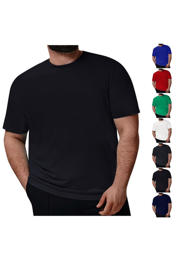 Big and Tall Shirts for Men Undershirts Lightweight Casual Tee Breathable Soft Short Sleeve T-Shirts Crew Neck Green 6XL