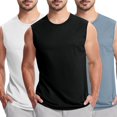 thumbnail image 1 of Big and Tall Shirts for Mens Sleeveless Tank Undershirts Casual Active Bodybuilding Summer Athletic Tank Tops, Black&Blue&White, S, 1 of 7