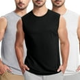 thumbnail image 1 of Big and Tall Shirts for Mens 3-Pack Tank Undershirts Casual Active Bodybuilding Summer Athletic Tank Tops, Black&Gray&White, XXXL, 1 of 7
