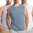thumbnail image 1 of Big and Tall Shirts for Mens 3-Pack Tank Undershirts Casual Active Bodybuilding Summer Athletic Tank Tops, Blue&Gray&White, XL, 1 of 7