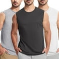 thumbnail image 1 of Big and Tall Shirts for Mens 3-Pack Tank Undershirts Casual Active Bodybuilding Summer Athletic Tank Tops, Dark Gray&Gray&White, XXXXL, 1 of 6