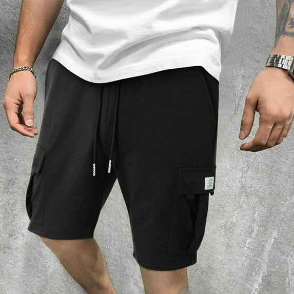 Big and Tall Shorts Clearance Mens Casual Cargo Shorts with Pockets, Breathable Cotton Blend, Relaxed Fit, Elastic Waistband, Burgundy, Size Options
