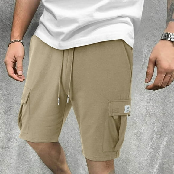 Big and Tall Shorts Clearance Mens Casual Cargo Shorts with Pockets, Breathable Cotton Blend, Relaxed Fit, Elastic Waistband, Burgundy, Size Options