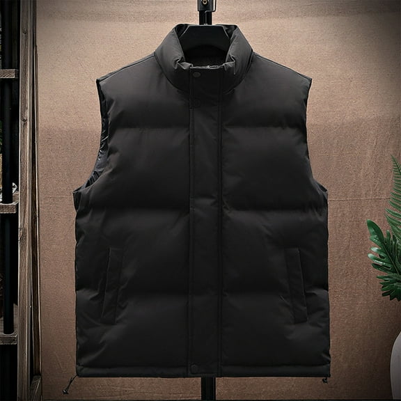 Big and Tall Sleeveless Jackets for Men Casual Puffer Vest Sleeveless Down Jackets Warm Cozy Winter Outerwear with Pockets