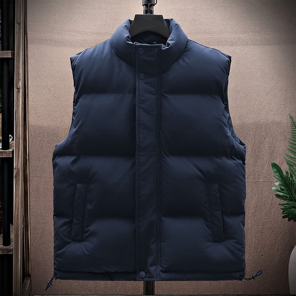 Big and Tall Sleeveless Jackets for Men Casual Puffer Vest Sleeveless Down Jackets Warm Cozy Winter Outerwear with Pockets