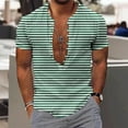 thumbnail image 1 of Big and Tall Stripe Shirts for Men S-5XL Plus Size Short Sleeve Tshirts Button V Neck Pullover Lightweight Going Out Loungewear Tees Tops, 1 of 5