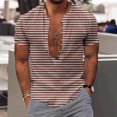 thumbnail image 1 of Big and Tall Stripe Shirts for Men S-5XL Plus Size Short Sleeve Tshirts Button V Neck Pullover Lightweight Going Out Loungewear Tees Tops, 1 of 5
