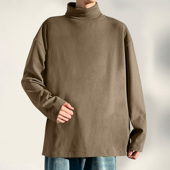 Big and Tall Sweaters for Men,M-5XL Fleece Turtleneck Sweater,Long Sleeve Casual Soft Comfy Pullovers