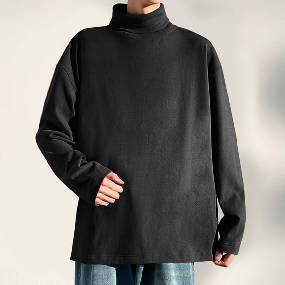 Big and Tall Sweaters for Men,M-5XL Fleece Turtleneck Sweater,Long Sleeve Casual Soft Comfy Pullovers