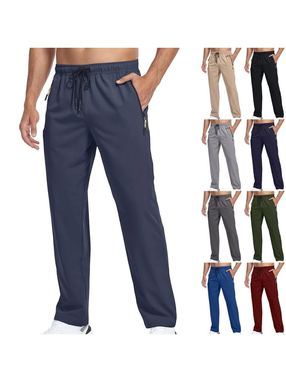 Big and Tall Sweatpants for Men with Zipper Pockets Quick Dry Athletic Pants for Workout Running Gym Track Casual Wear | Zenithor,Navy 3XL