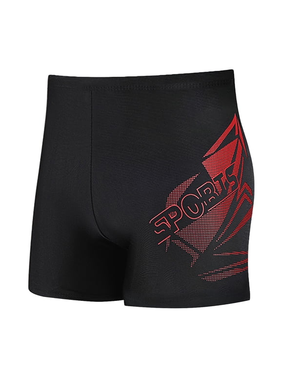 Big and Tall Swim Trunks for Men Quick Dry Boxer Briefs, Stretch Athletic Swim Shorts with Sport Letter Print in Red for Beach Pool Swimming,Size 4XL