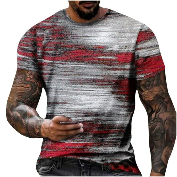 Big and Tall T Shirts for Men M-5X Plus Size Short Sleeve Tees Tops Mens Casual Pullover Slim Crewneck Gradient Printed Basic Tshirts Shirt