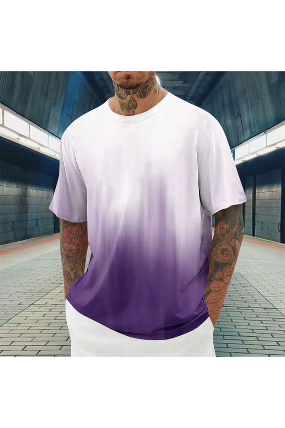 Big and Tall T-Shirts for Men M-4X Plus Size Short Sleeve Crewneck Workout Tees Tops Pullover Gradient Printed Going-Out Athletic Tshirts