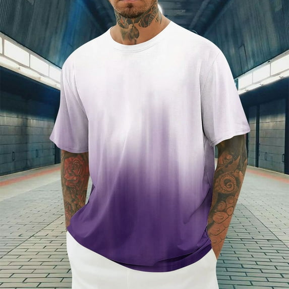 Big and Tall T-Shirts for Men M-4X Plus Size Short Sleeve Crewneck Workout Tees Tops Pullover Gradient Printed Going-Out Athletic Tshirts