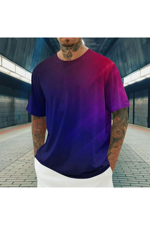 Big and Tall T-Shirts for Men M-4X Plus Size Short Sleeve Crewneck Workout Tees Tops Pullover Gradient Printed Going-Out Athletic Tshirts