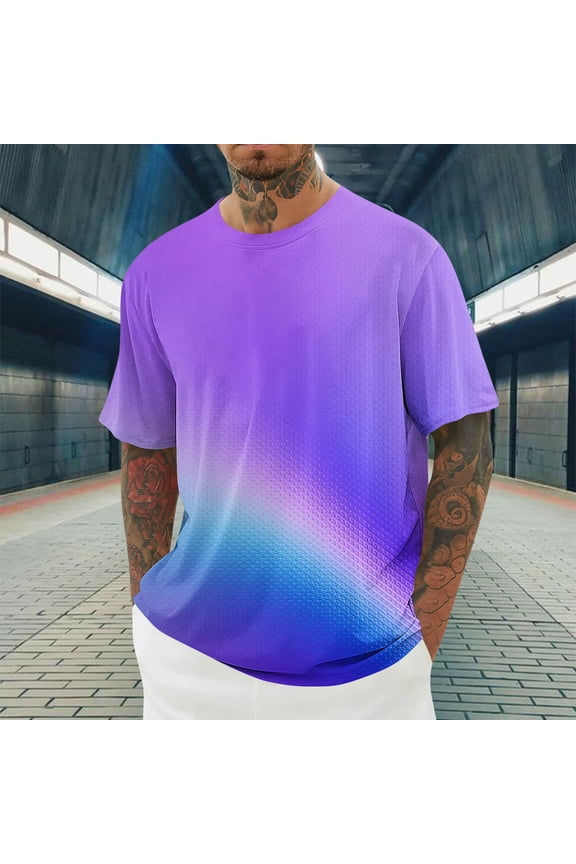 Big and Tall T-Shirts for Men M-4X Plus Size Short Sleeve Crewneck Workout Tees Tops Pullover Gradient Printed Going-Out Athletic Tshirts