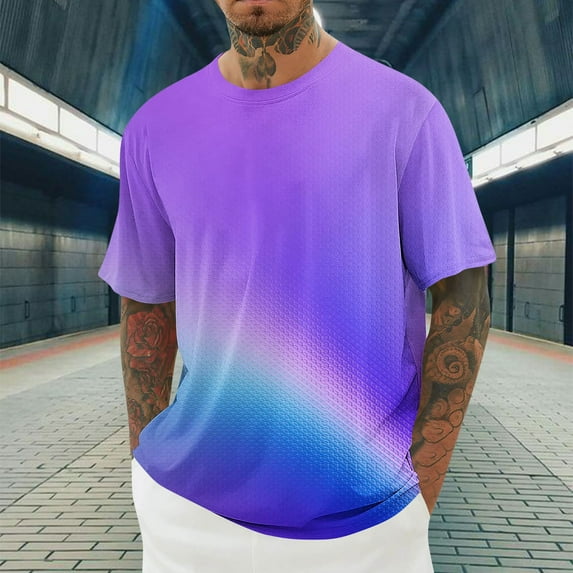 Big and Tall T-Shirts for Men M-4X Plus Size Short Sleeve Crewneck Workout Tees Tops Pullover Gradient Printed Going-Out Athletic Tshirts