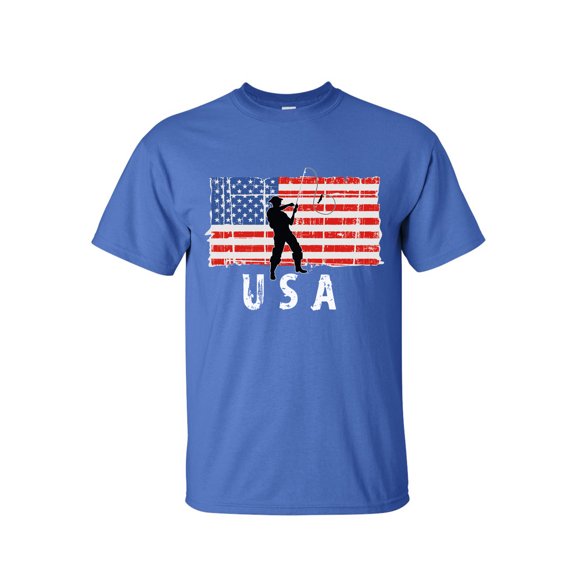 Big and Tall Tee - American Flag USA Outdoor Fishing Shirts for Men