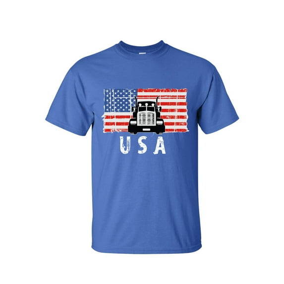Big and Tall Tee - American Flag USA Truck Shirts for Men