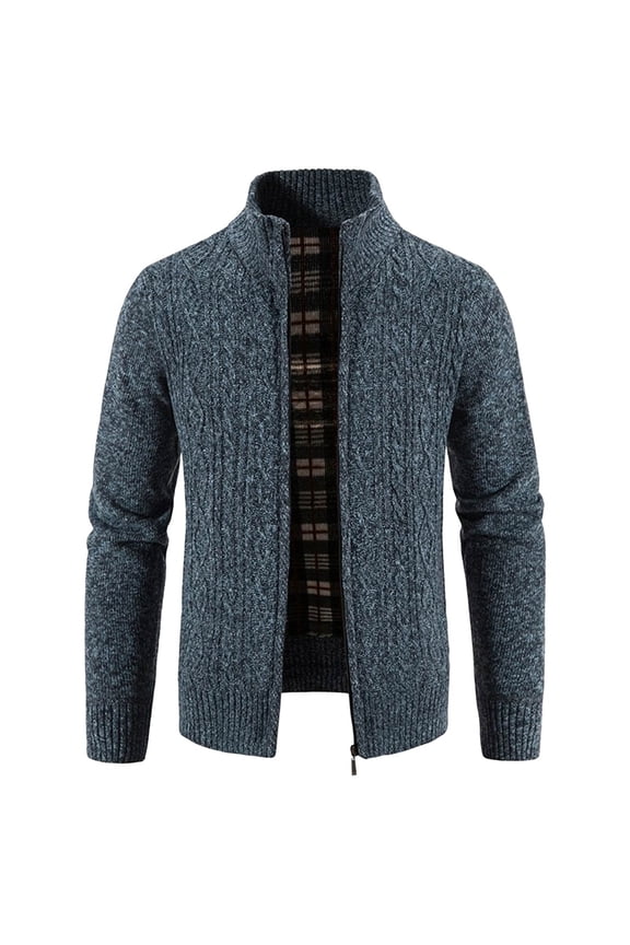 Big and Tall Varsity Jackets,Full Zip Up Knitting Cotton Sweater,Texture Ribbed Warm Thick Cozy Cardigans
