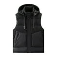 thumbnail image 1 of Big and Tall Winter Warm Vest Full Zipper Sleeveless Mens Quilted Puffer Jackets with Detachable Hood Black, S, 1 of 7