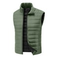 thumbnail image 1 of Big and Tall Zipper Jacket Cotton Quilted Puffer Vest for Mens Sleeveless Winter Warm Outerwear Zip-Up Coat Green, XL, 1 of 5