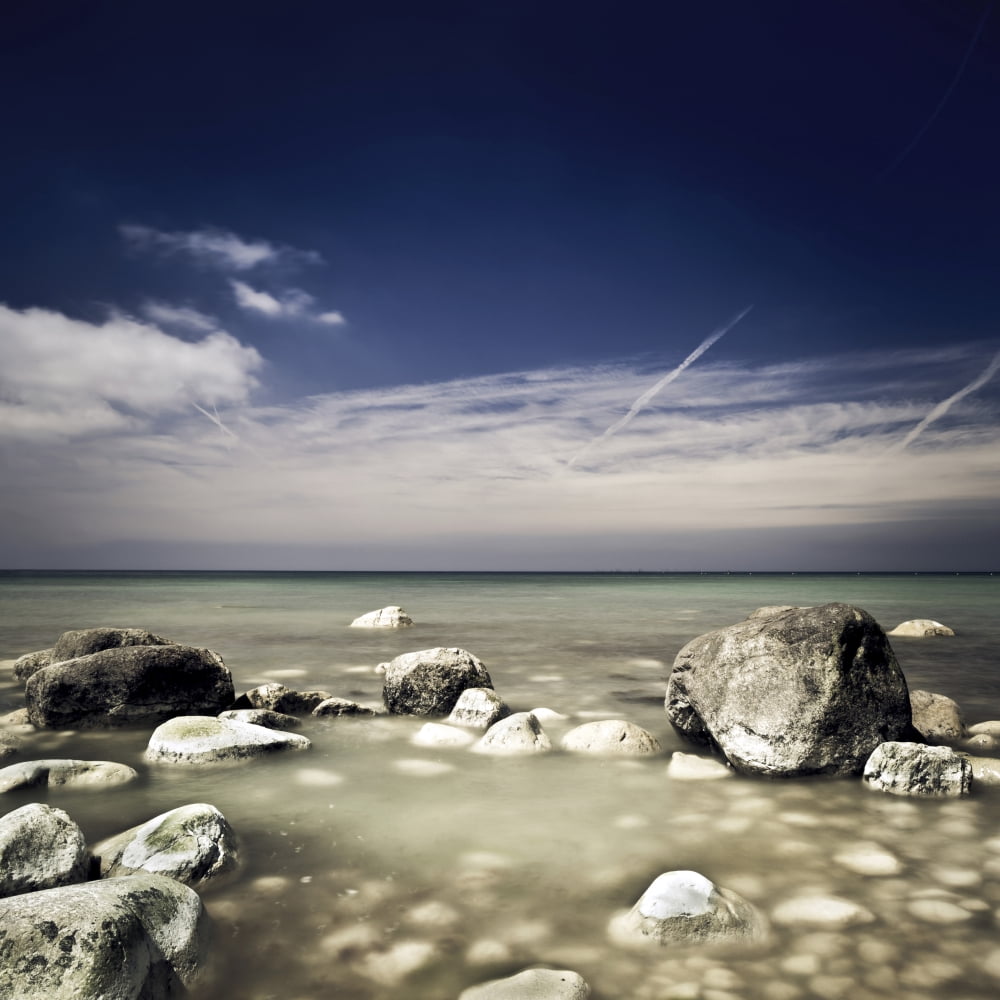Big boulders in the sea Liselund Slotspark Denmark Canvas Art - Evgeny KuklevStocktrek Images (29 x 29)