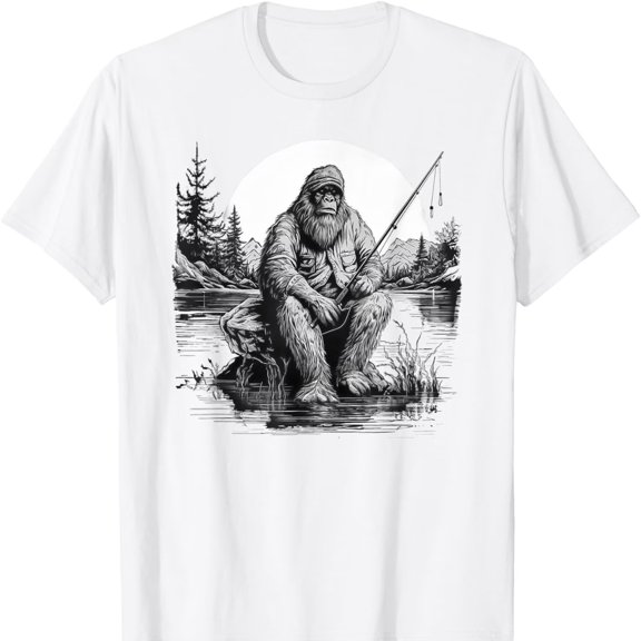 Big foot fiS1Hing, Cool FiS1Hing FiS1Herman Bigfoot Sasquatch T-S1Hirt Tops T1EE