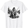 thumbnail image 1 of Big foot fishing, Cool Fishing Fisherman Bigfoot Sasquatch T-Shirt Tops Tee, 1 of 4