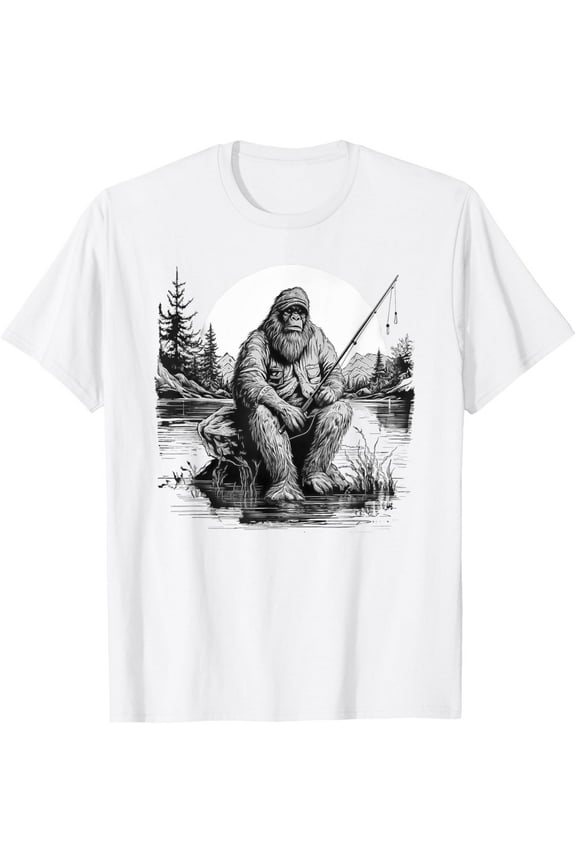 Big foot fishing, Cool Fishing Fisherman Bigfoot Sasquatch T-Shirt Tops Tee