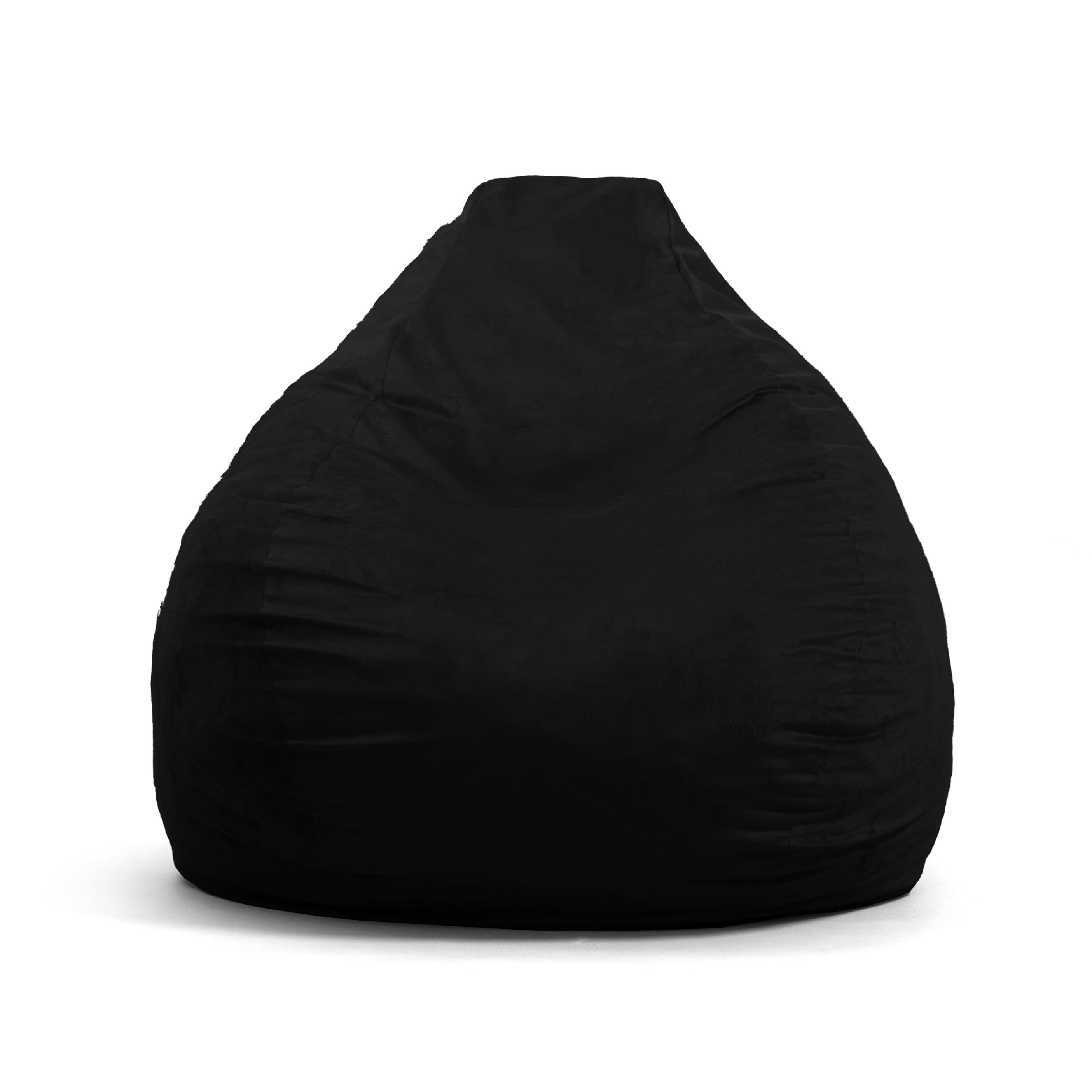 Big Joe Lotus Foam Filled Teardrop Bean Bag Chair with Removable Cover, Black Plush, Soft