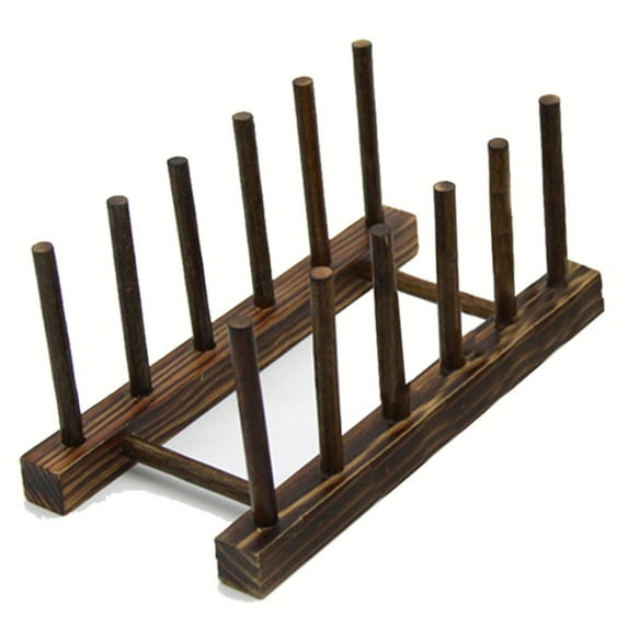 Big promotion clearance!Bamboo Dish Plate Bowl Cup Book Pot Lid Cutting Board Drying Rack Stand Drainer Storage Holder Organizer Kitchen Cabinet B6