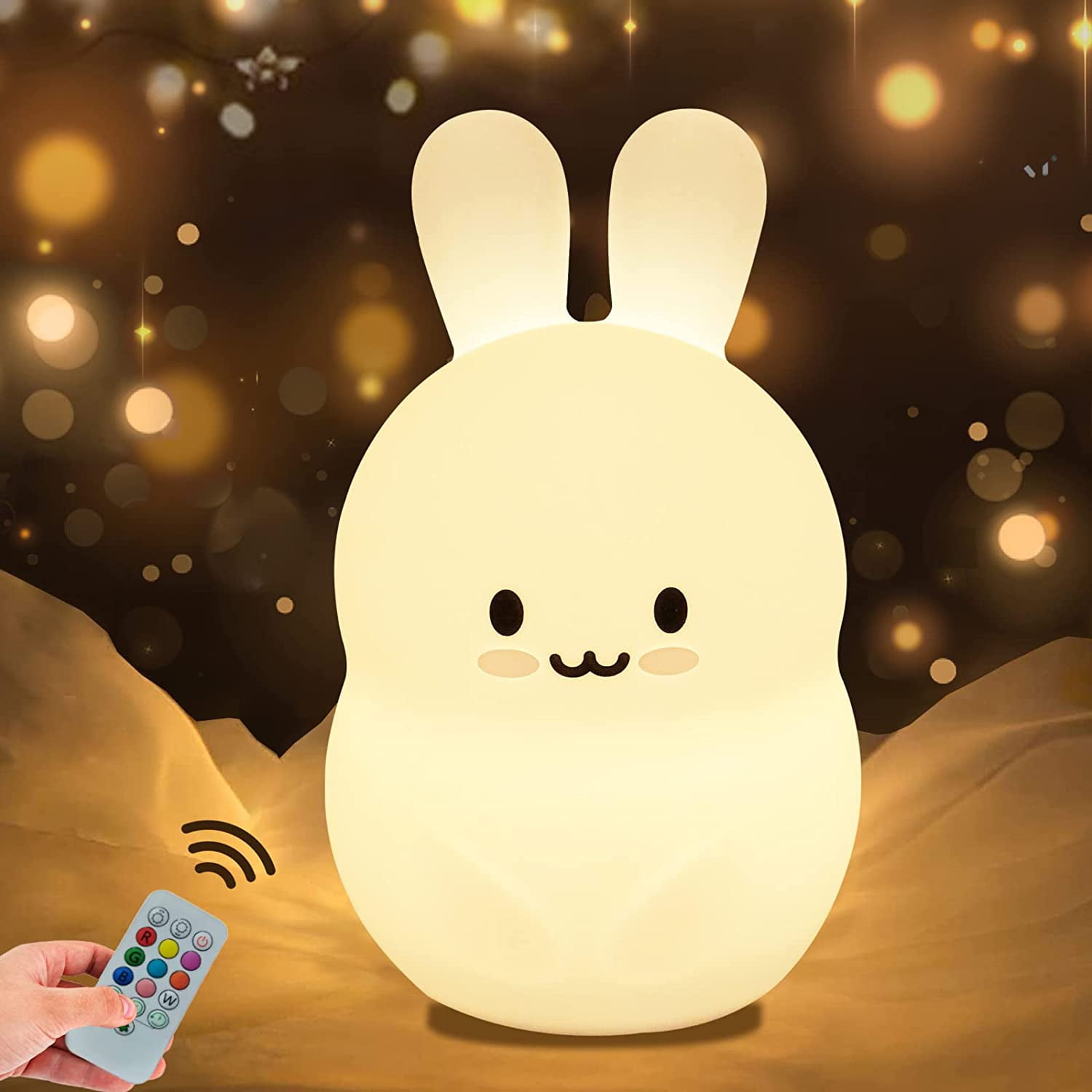 Big rabbit children's night light LED night light 9 colors baby night light USB silicone night light
