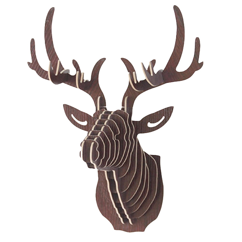 Big sale 3D Wooden DIY Animal Deer Head Puzzle Model Home Office Wall