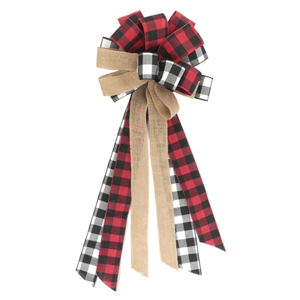 Big sale Christmas Tree Bows Christmas Tree Topper Large Ribbon Hanging Xmas Decoration Red Cotton Linen Bowknot Ornaments Gift Box Wrap