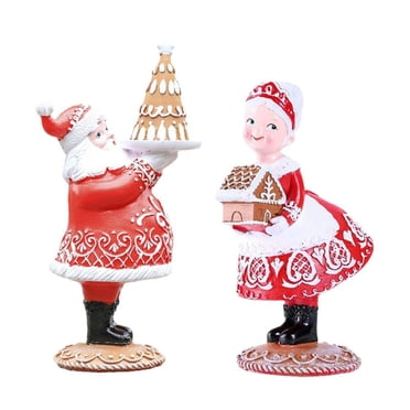 Cynkeyee Gingerbread House Christmas Figurine - Resin Village Decor With LED Lights, 3.5x3.25x9 Inches